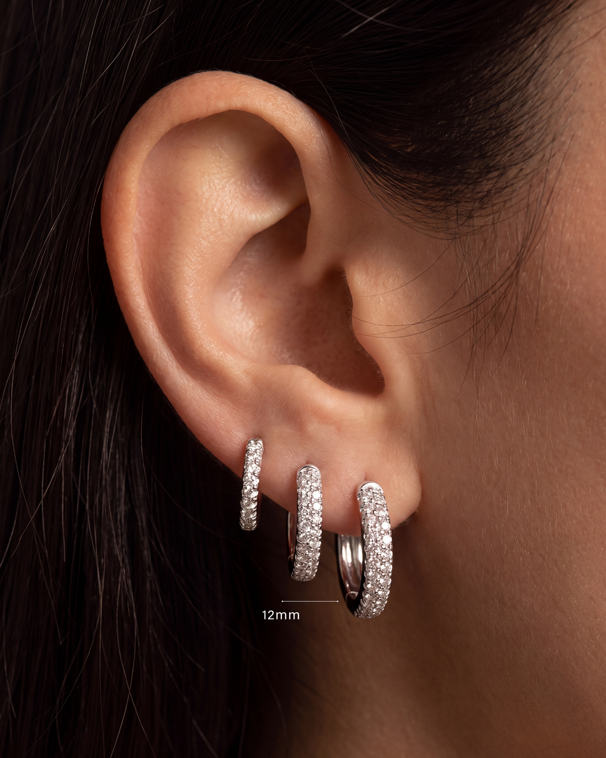 Chunky Pave Huggie - 12mm
