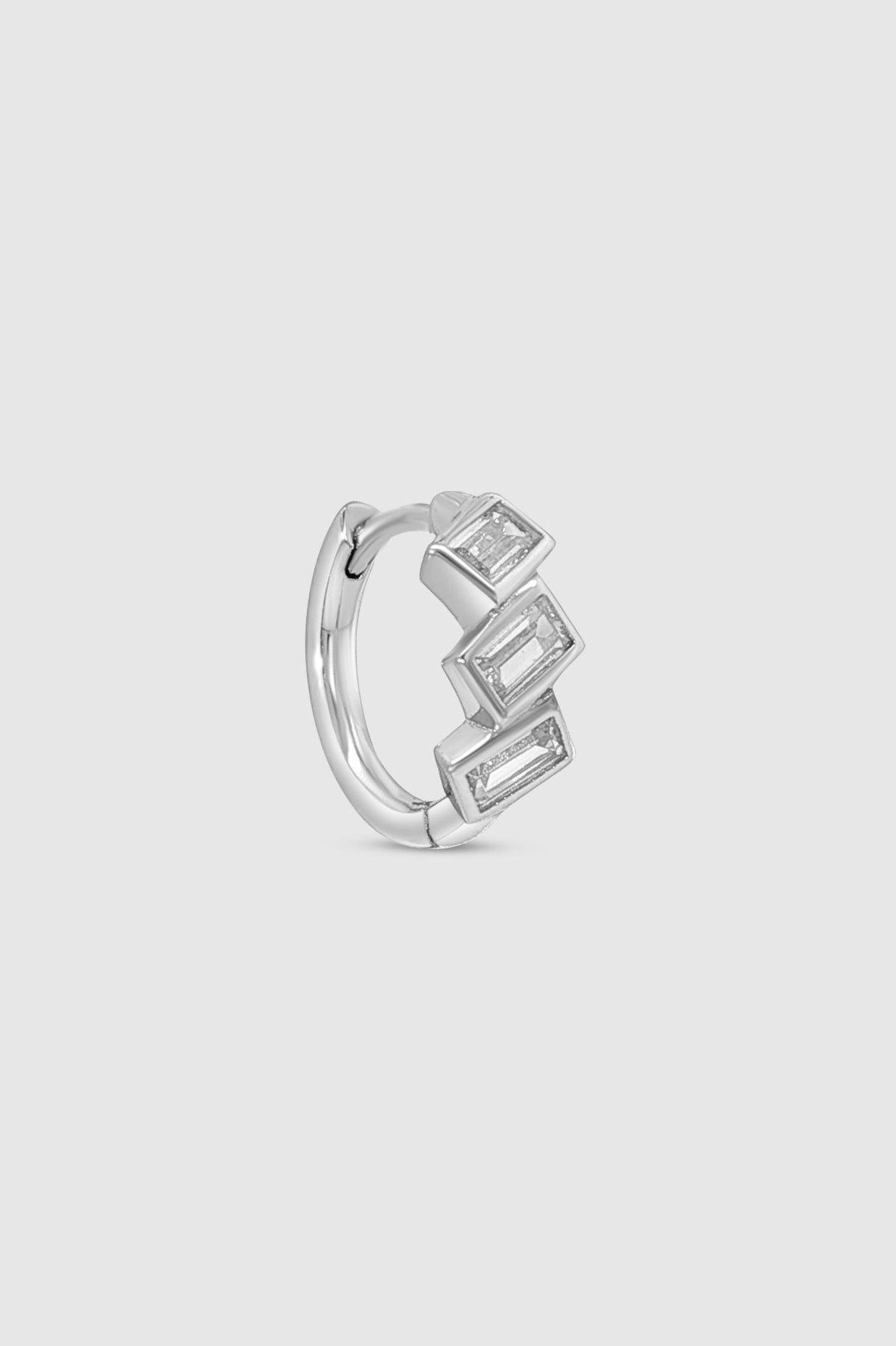 Triple Bezel Baguette Huggie