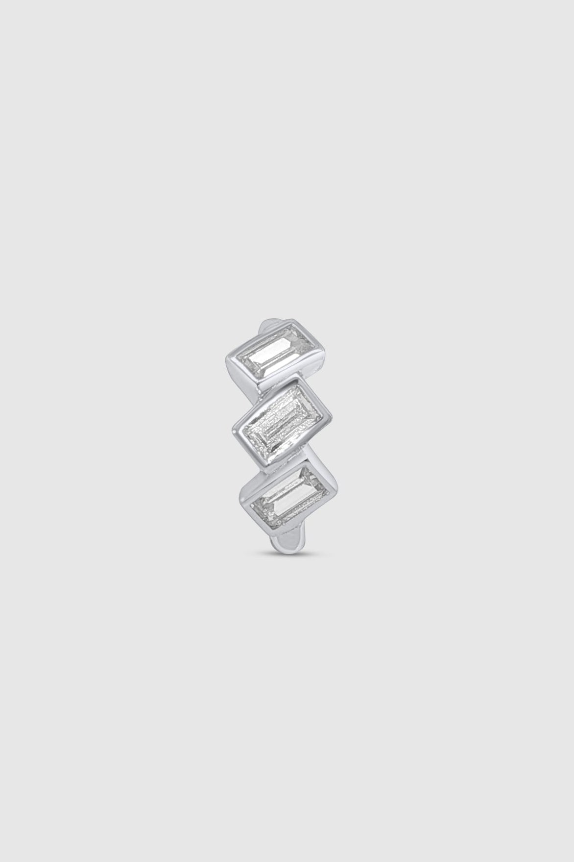 Triple Bezel Baguette Huggie