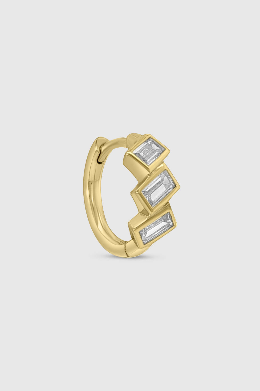 Triple Bezel Baguette Huggie