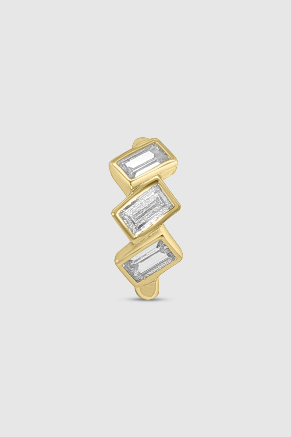 Triple Bezel Baguette Huggie