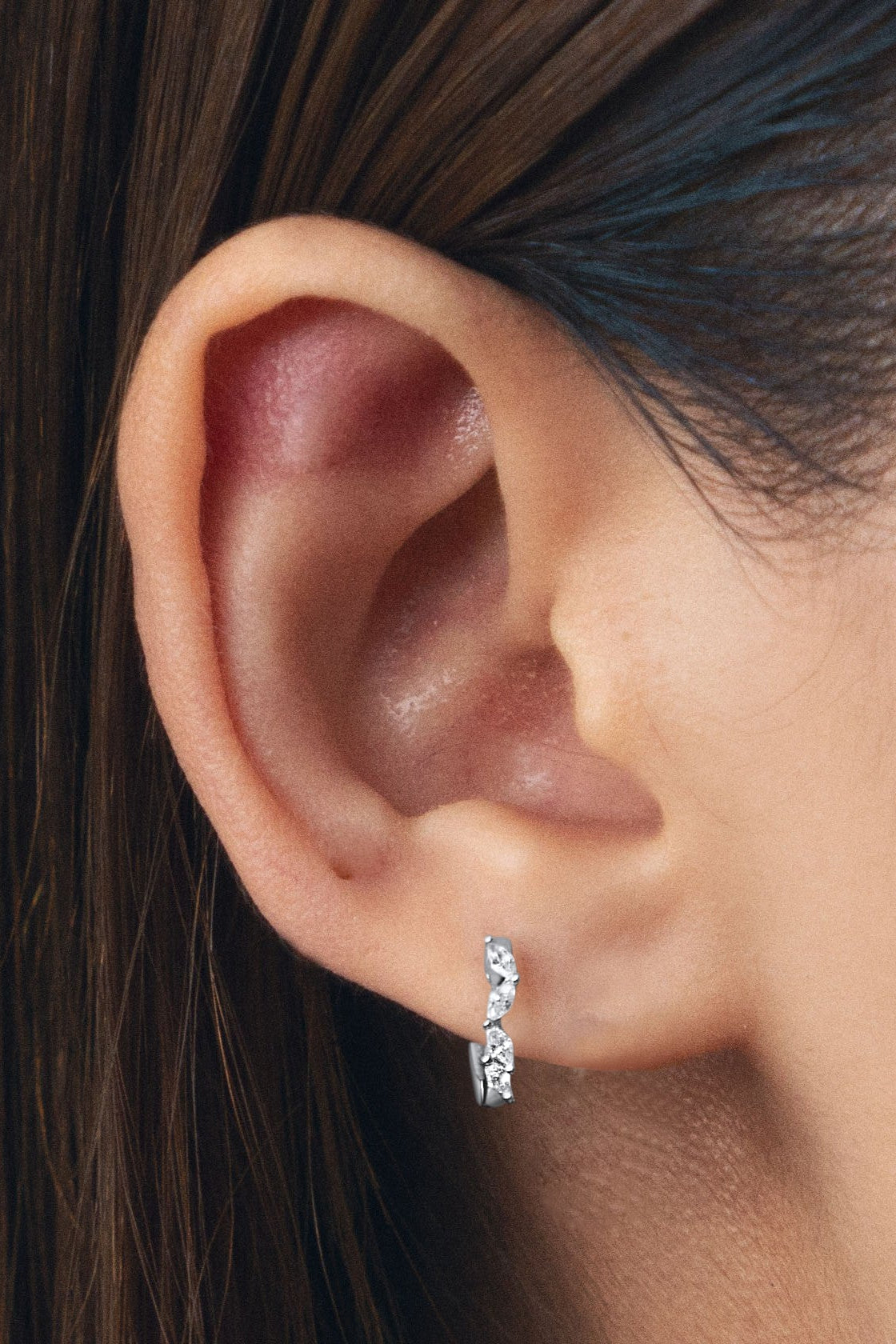 Staggered Marquise Huggie